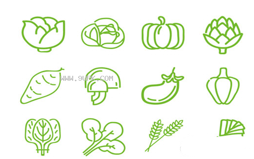 手绘绿色蔬菜图标截图（1）