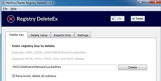 Registry DeleteEx截图（1）