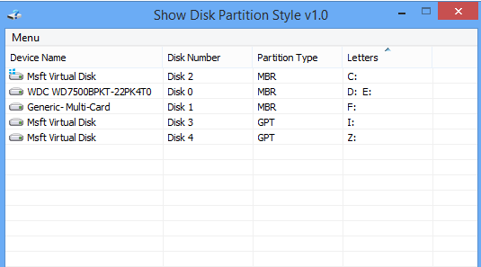 Show Disk Partition Style截图（1）
