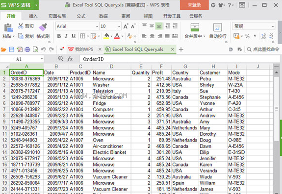 Excel Tool SQL Query