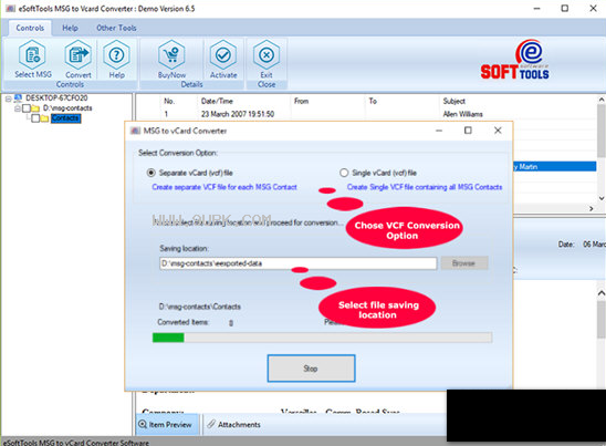eSoftTools MSG to vCard Converter