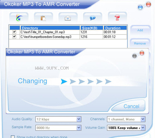 Okoker MP3 to AMR Converter