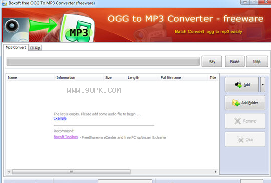 Boxoft OGG to MP3 Converter截图（1）