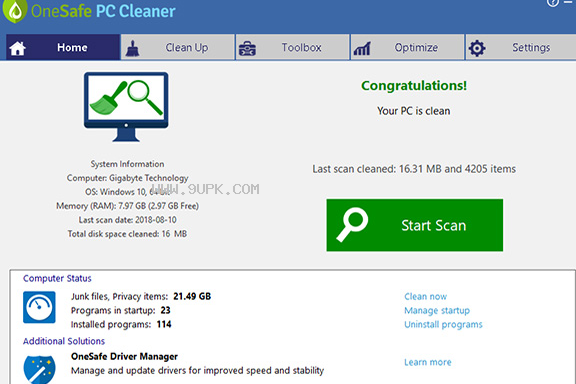 OneSafe PC Cleaner汉化补丁截图（1）
