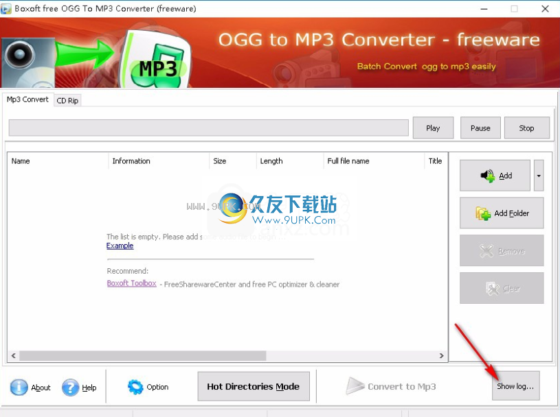 Boxoft OGG to MP3 Converter