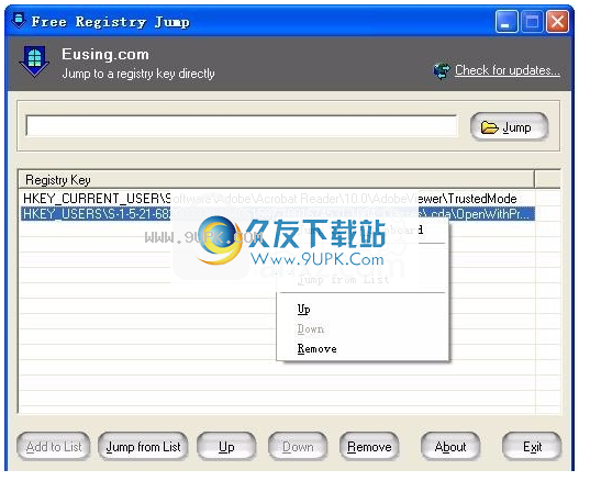 Free Registry Jump