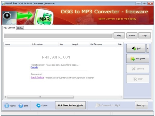 Boxoft free Ogg to MP3 Converter截图（1）