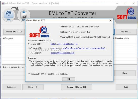 eSoftTools EML to TXT Converter截图（1）