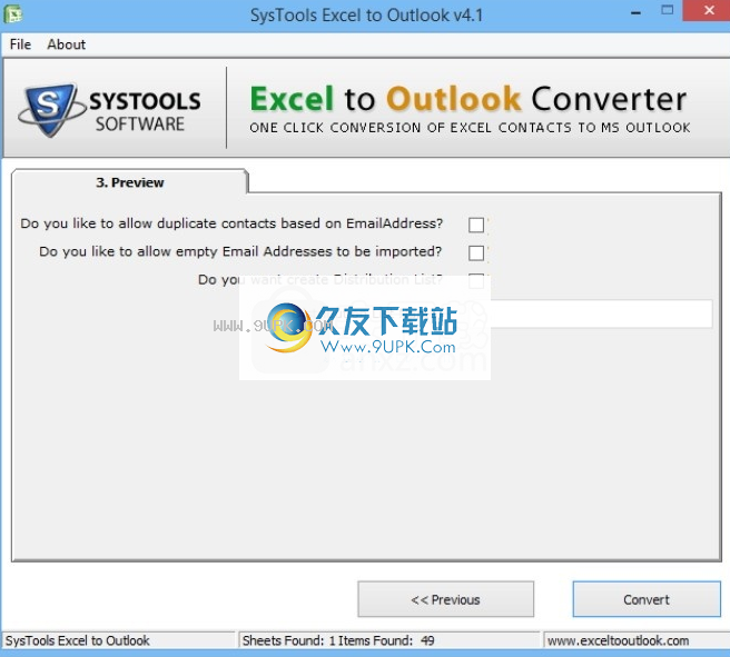 SysTools Excel to Outlook Converter