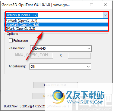 Geek3d GpuTest GUI