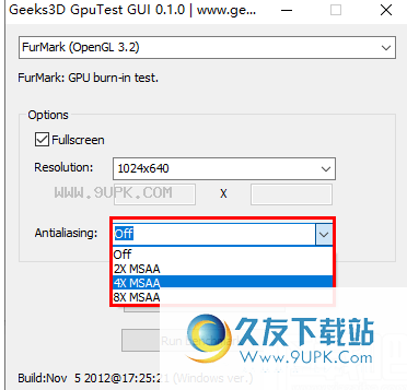 Geek3d GpuTest GUI