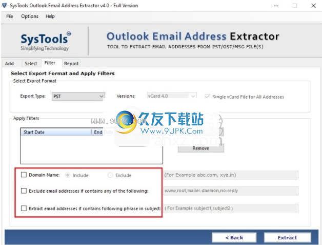 SysTools Outlook Email Address Extractor