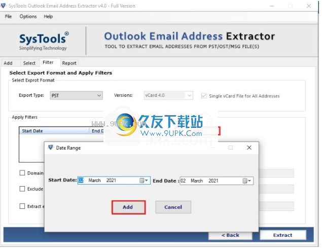 SysTools Outlook Email Address Extractor