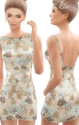 模拟人生4超美丽的亮片连衣裙MOD截图（1）