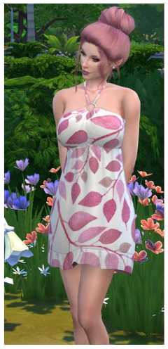 模拟人生4粉红树叶吊带连衣裙MOD