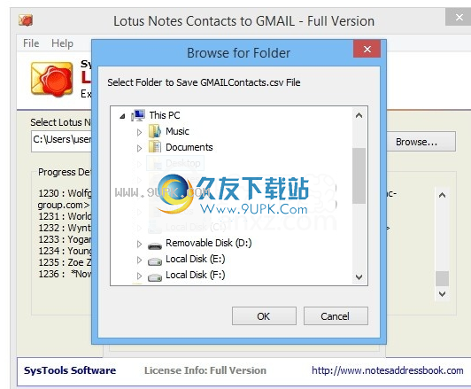 SysTools Lotus Notes Contacts to Gmail