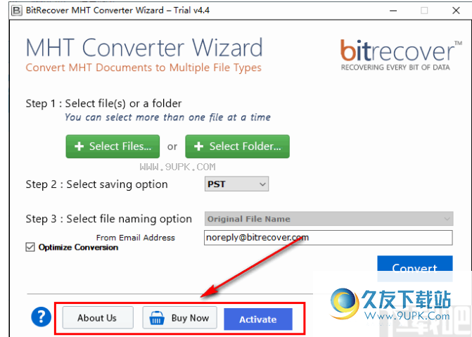 BitRecover MHT Converter Wizard