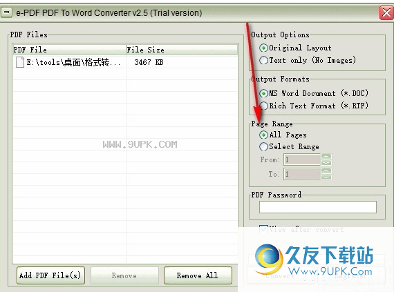e-PDF PDF to Word converter