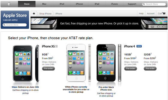 苹果在线商店开放iPhone 4预订 仅限黑色款