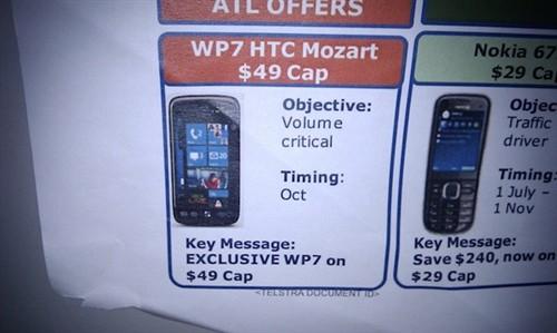 泄露上市信息 HTC首款WP7手机Mozart 
