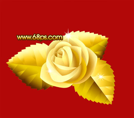 Photoshop精细绘制金色质感玫瑰花