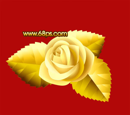 Photoshop精细绘制金色质感玫瑰花