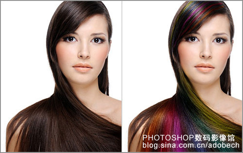 Photoshop数码暗房 Photoshop为美女打造绚丽彩发方法分享。