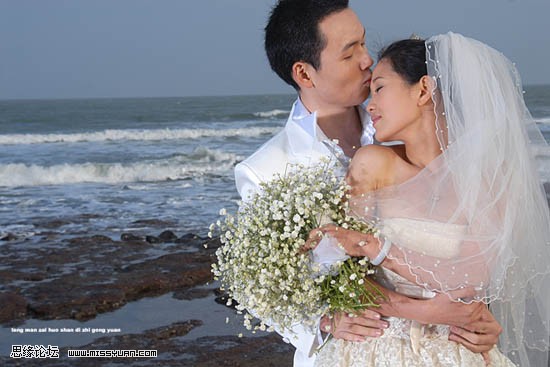 ps技巧 怎么Photoshop打造高清的蓝黄色海景婚片？