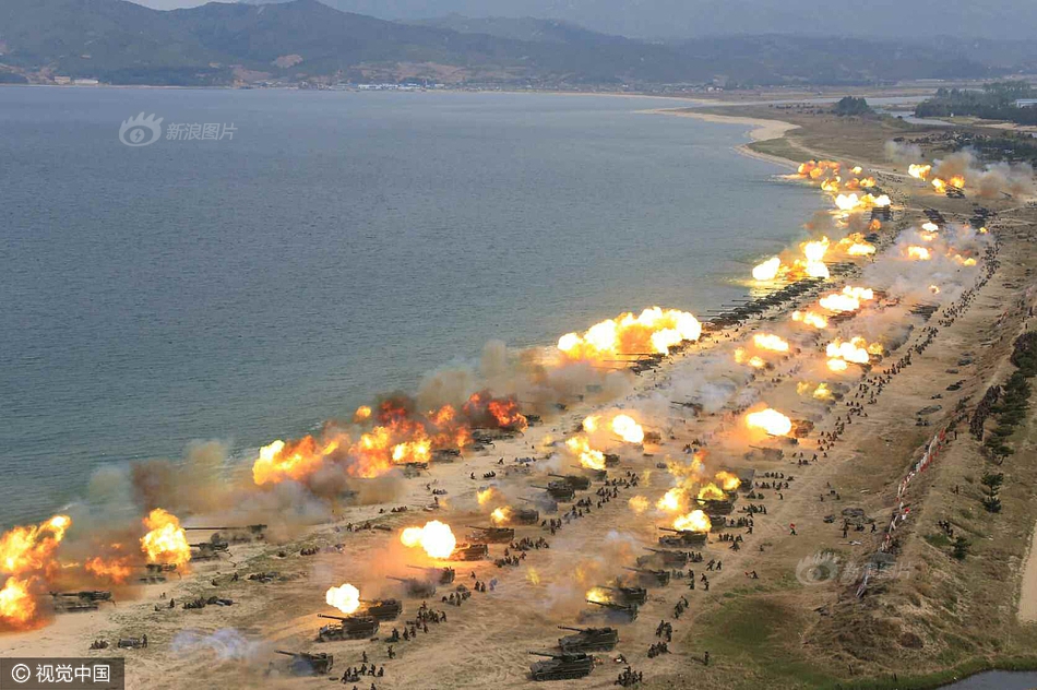 反击韩美日英联合军演 朝鲜史上最大规模火力演习现场视频