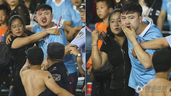 中甲球迷爆发冲突 一男球迷满口是血警方介入