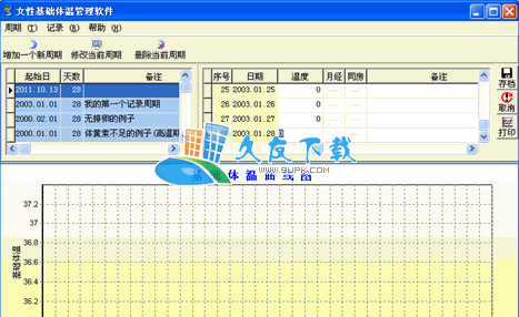 【测试孕妇基础体温测量软件】女性基础体温表下载V1.2中文版截图（1）