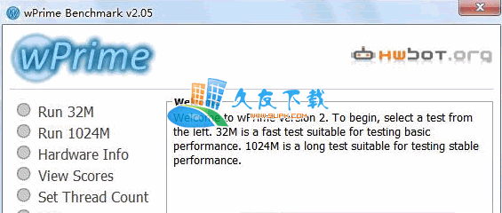 【cpu多线程性能测试】wPrime下载v2.06英文版截图（1）