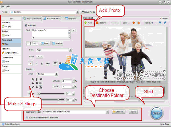 【图像水印软件】AnyPic Photo Watermark下载v1.2英文版