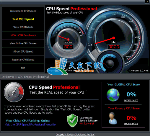 【CPU处理器速度测量软件】CPU Speed Professional下载V3.4.4.0英文版截图（1）