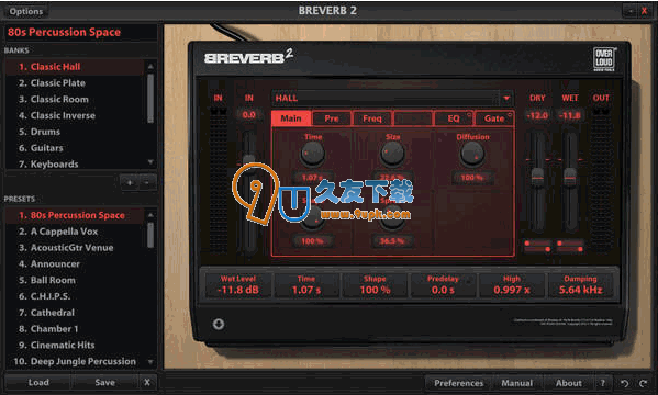 【混响效果器】Overloud BREVERB 2下载v2.0英文版截图（1）
