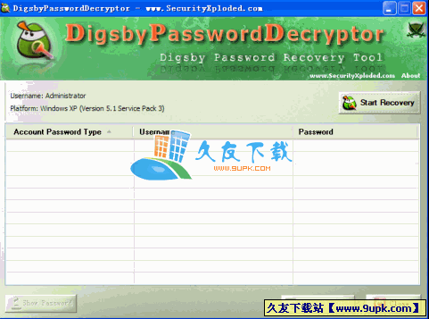 DigsbyPasswordDecryptor 1.6 英文绿色版[Digsby帐号密码恢复工具]截图（1）