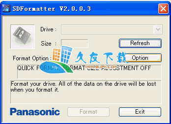 Panasonic SDFormatter 2.0.0.3 最新版_解决SD卡无法格式化