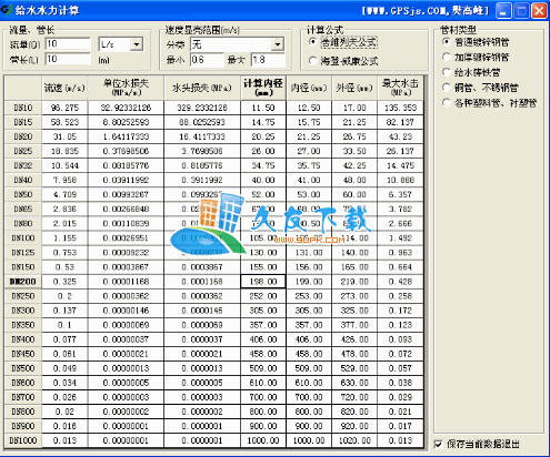 给水水力计算器V1.0中文版下载，水管流量计算工具截图（1）