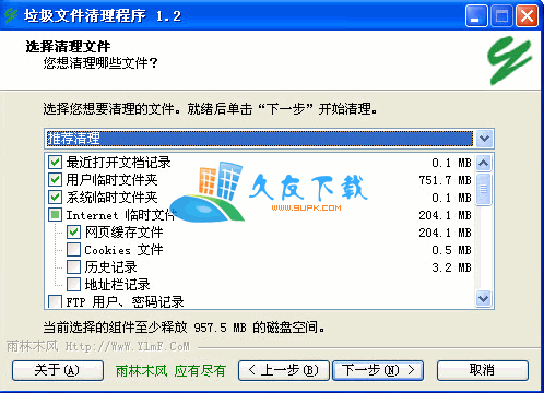 雨林木风垃圾文件清理程序1.2中文版下载,垃圾文件清理器截图（1）