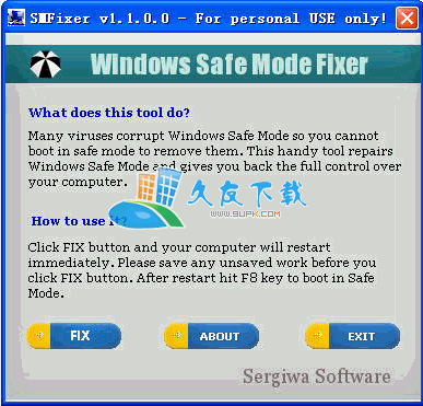 SMFixer 1.1.0.0 英文版下载,系统安全模式修复工具截图（1）