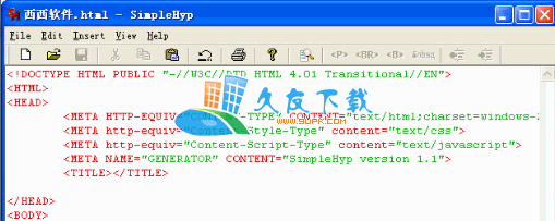【html文档编辑器】SimpleHyp 1.1 英文版截图（1）