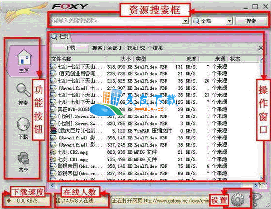 FOXY软件1.9.8中文官方下载,FOXY下载神器2011版截图（1）