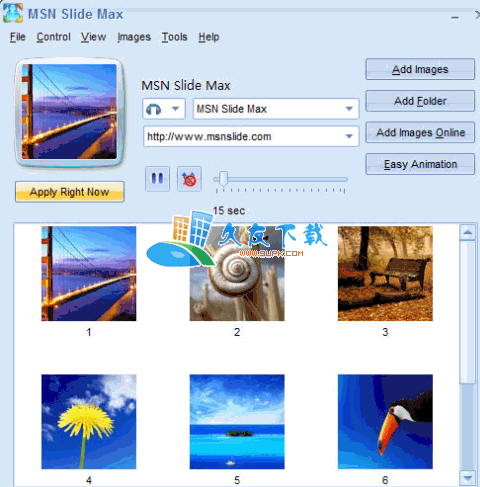 【创建MSN幻灯片显示图片工具】MSN Slide Max下载v2.2.3.8英文版截图（1）