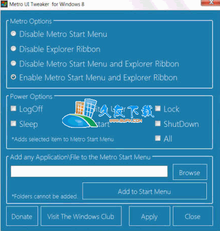 【Win8界面设置工具】Metro UI Tweaker Tool下载V1.0.0英文版截图（1）