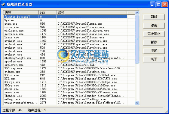 【进程查看器】隐藏进程查看器下载1.0中文免安装版