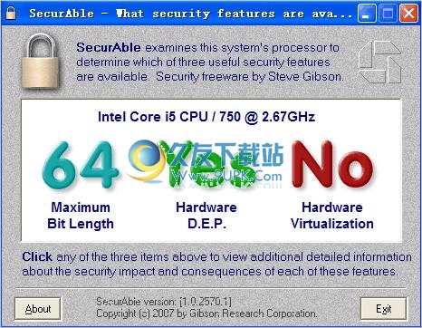 securable.exe 英文免安装版[64位系统安装检测软件]截图（1）