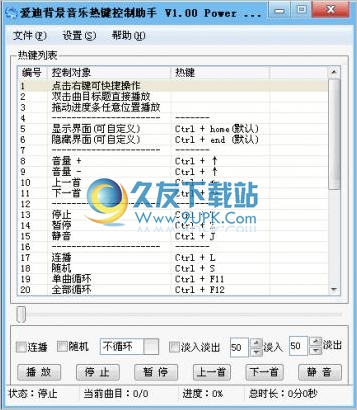 爱迪背景音乐热键控制助手 1.00中文免安装版截图（1）