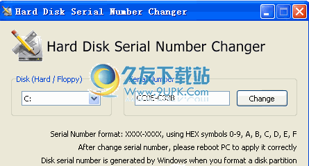 Hard Disk Serial Number Changer下载1.0英文免安装版[硬盘序列号修改器]