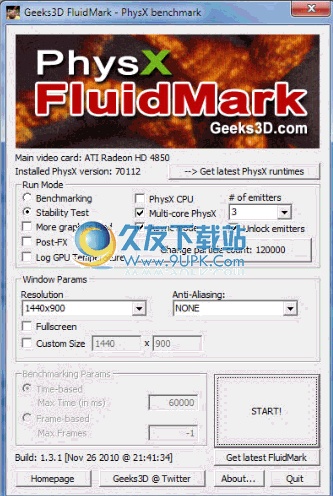 FluidMark PhysX特效测试软件 1.5.2官方英文版