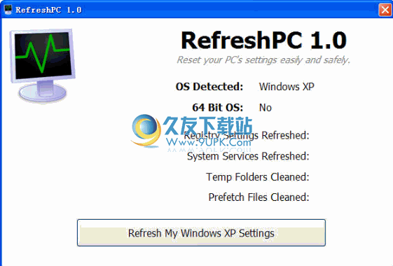RefreshPC 2.0英文版_还原系统默认设置截图（1）